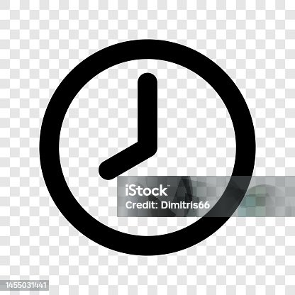 istock Minimal vector clock icon on transparent background. 1455031441