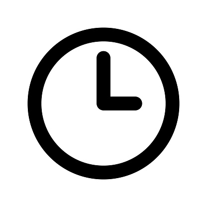 Simple clock icon with bold easy-to-read design. Perfect for use in a variety of time related contexts including business, personal organization, time management, scheduling, and time-keeping applications.