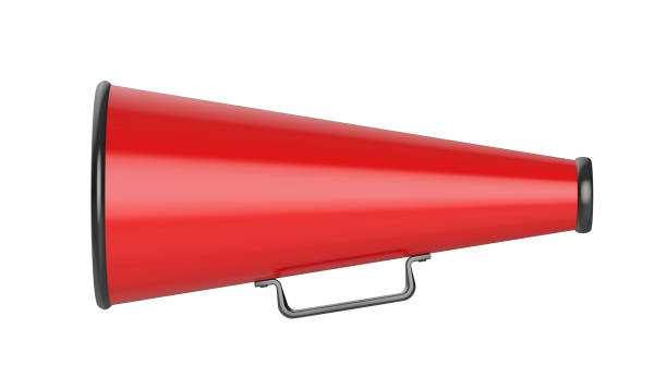 istock Side view of red vintage megaphone 1455033353