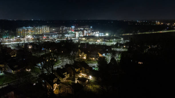istock Top view of a city at night 1455034080