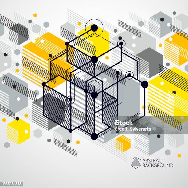 Technical Layout Vector Technical Blueprint Vector Yellow Digital Background With Geometric ...