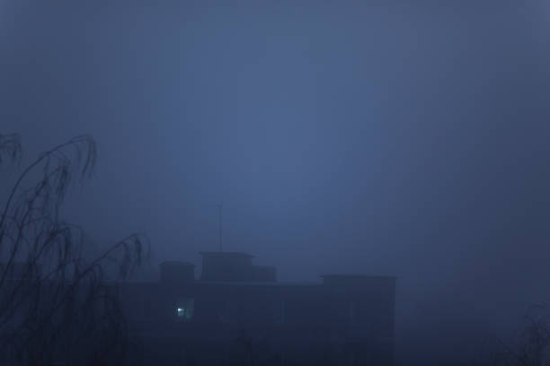 Skyline of Hong Kong city in fog