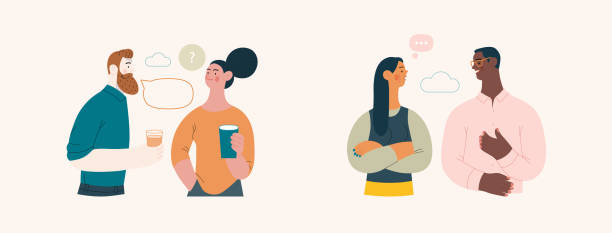 illustrations, cliparts, dessins animés et icônes de portraits de personnes - talking people - people speech bubble community togetherness