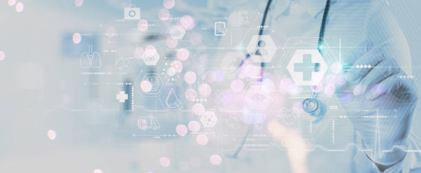 istock Medicine doctor using modern computer diagnose virtual electronic medical record of patient on interface.Digital healthcare and network on modern virtual screen, DNA medical technology and futuristic concept. 1455036303