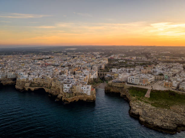 istock Polignano a Mare - Aerial View at Sunset 1455036726