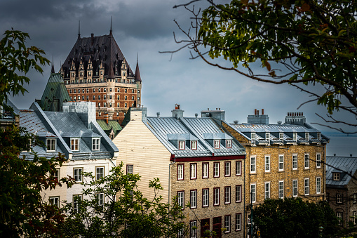 Panoramic view to old town of Quèbec City skyline in Canada