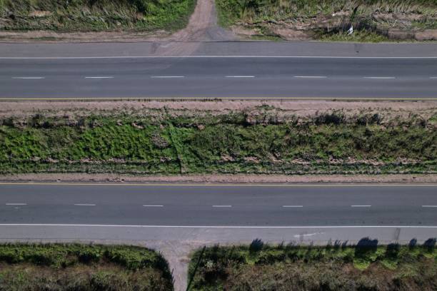 istock Aerial overhead shot of empty roads 1455038674