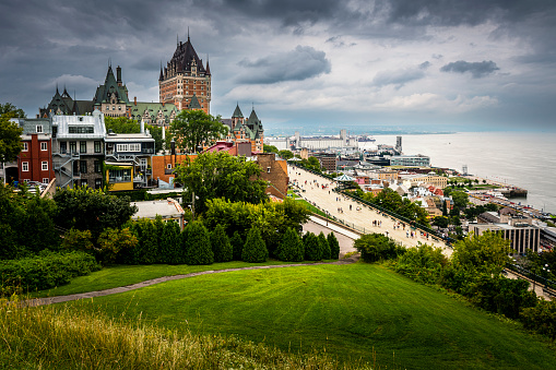 Quèbec City skyline with Saint Lawrence River in Canada