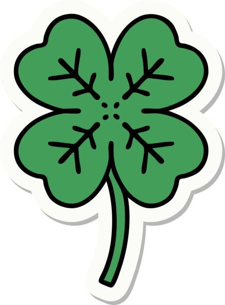 sticker of tattoo in traditional style of a 4 leaf clover sticker of tattoo in traditional style of a 4 leaf clover shamrock tattoo stock illustrations