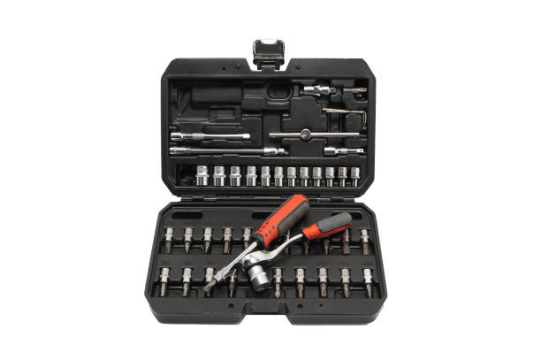 istock Repair tool set in an open plastic case on a white background 1455044437