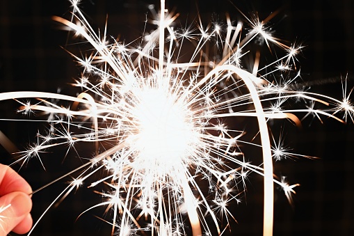 Beautiful abstract shot of sparklers on black background.