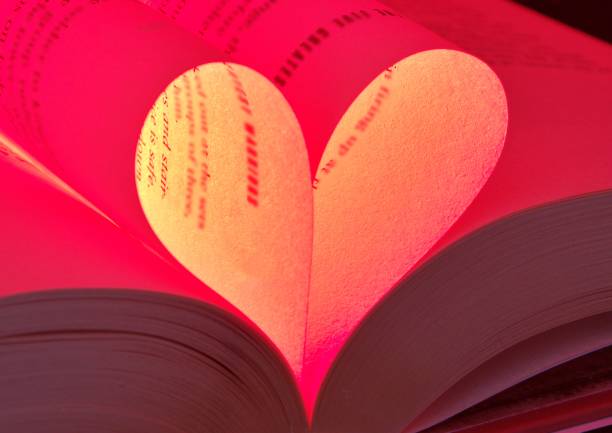 istock Red heart made from pages of a romance novel 1455046080