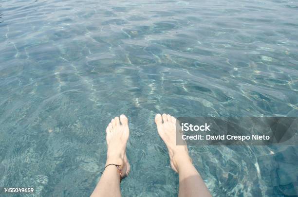 Feet On A Pool Stock Photo - Download Image Now - Adult, Adults Only, Barefoot