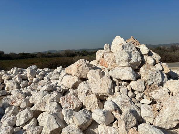 White stones prepared for making stone walls