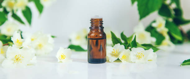 istock Spa salon background jasmine oil. Selective focus. 1455051448