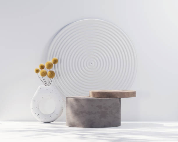 istock 3D rendering platform podium with  decoration product presentation background 1455054026