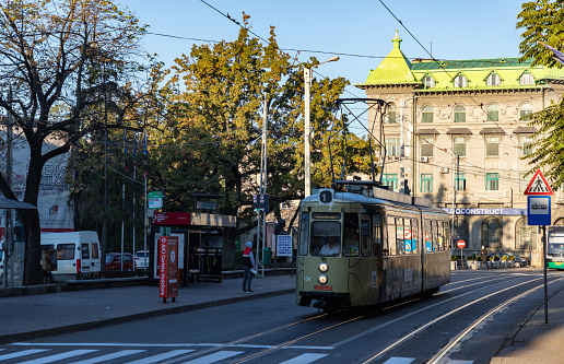 Iasi, Romania - October 21, 2022: A picture of a tram in Iasi.