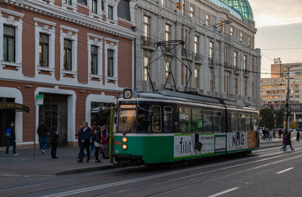 Iasi, Romania - October 21, 2022: A picture of a tram in Iasi.