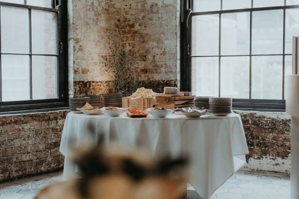 istock Closeup view of a simple beautiful table setup for a wedding 1455055785