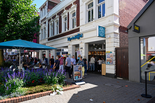Leer, East Frisia, Germany, September 3, 2022 - The fast food restaurant / snack bar \
