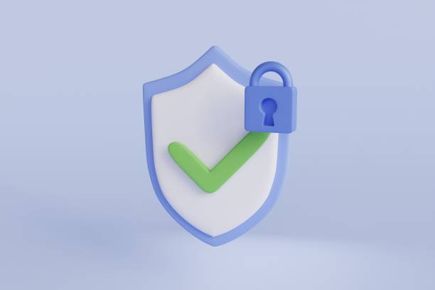 istock 3d design template with blue shield protection on light background for cover design. Futuristic energy concept. 3d shield icon. Medicine technology. Icon symbol. 1455062355