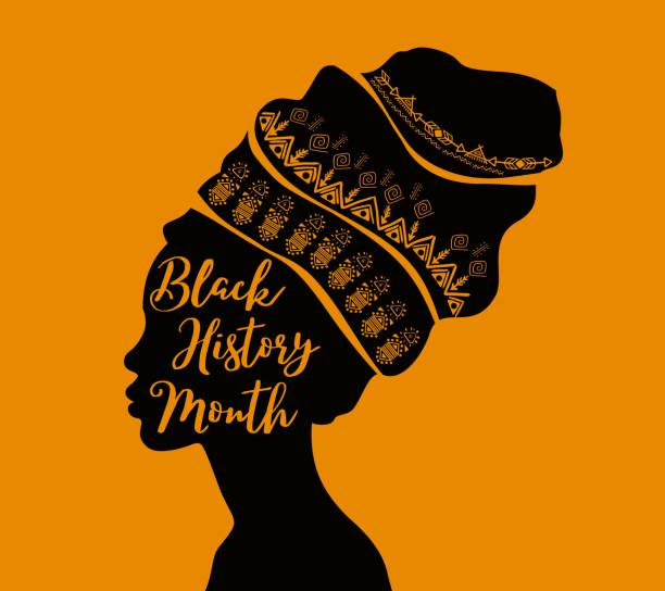Black history month with afro women silhouette. For poster, card, wallpaper, soacial media post, etc Black history month with afro women silhouette. For poster, card, wallpaper, soacial media post, etc. black history month 2023 stock illustrations