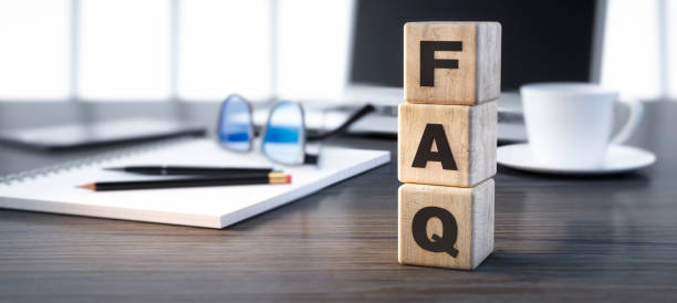 FAQ  letters 3d render in office 3D render of a Frequently Ask Questions sign on a office workplace background frequently asked questions stock pictures, royalty-free photos & images