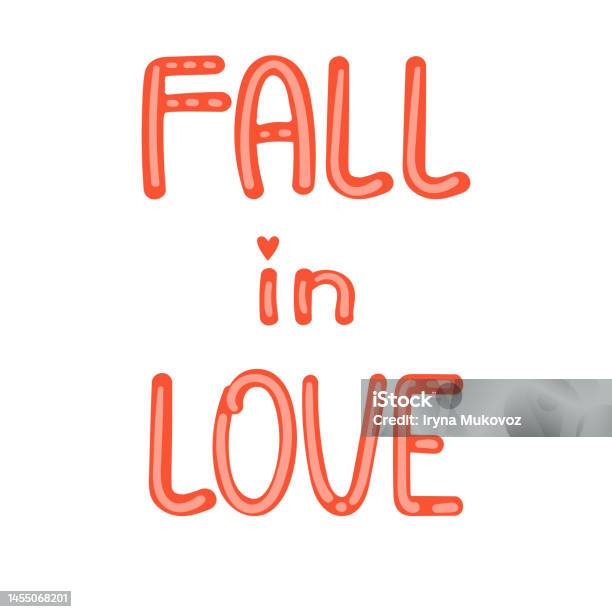 Love Fall Lettering Fall In Love Hand Drawn Lettering Vector Illustration Stock ...