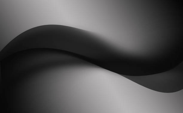 Black waves on a gray shade background. vector art illustration