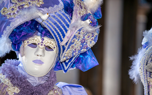 Venice, Italy - February 8, 2015: People masquerading at the famous carnival parade.
