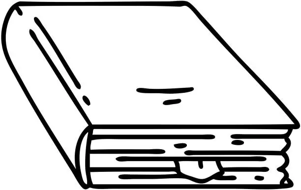 Vector illustration of line doodle spooky spellbook marked at that one most important spell