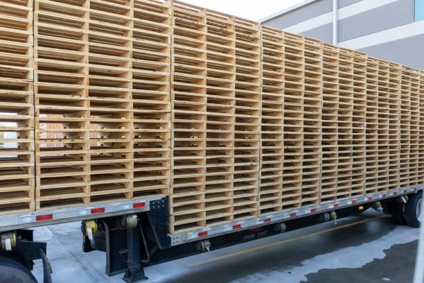 istock Semi-truck with pallets 1455076121