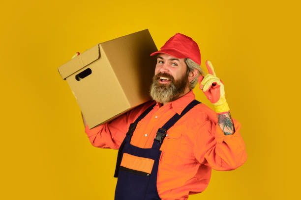 Package delivery carrier with a box from an online store