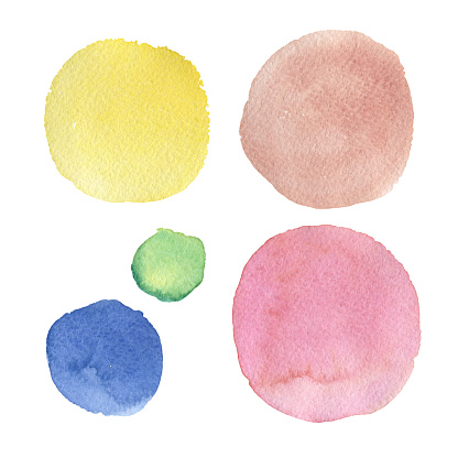 Set of watercolor circles for design on a white background.