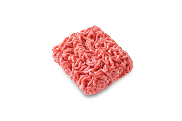 istock Raw fresh minced meat on a white isolated background 1455081536
