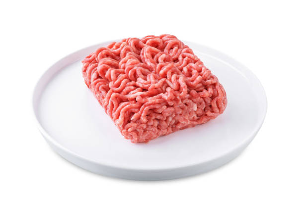 istock Raw fresh minced meat on a white isolated background 1455081539