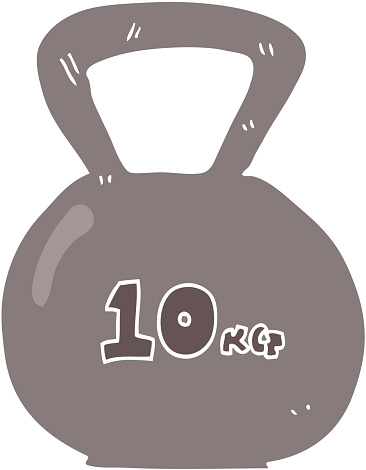 flat color illustration of 10kg kettle bell weight