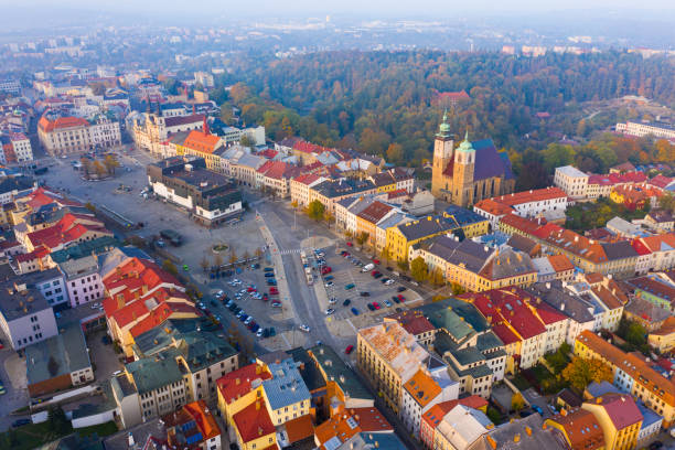 istock Panoramic view from above on the city Jihlava 1455086555