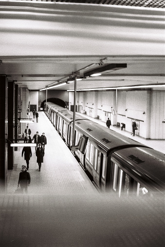Subway with passengers on the platform