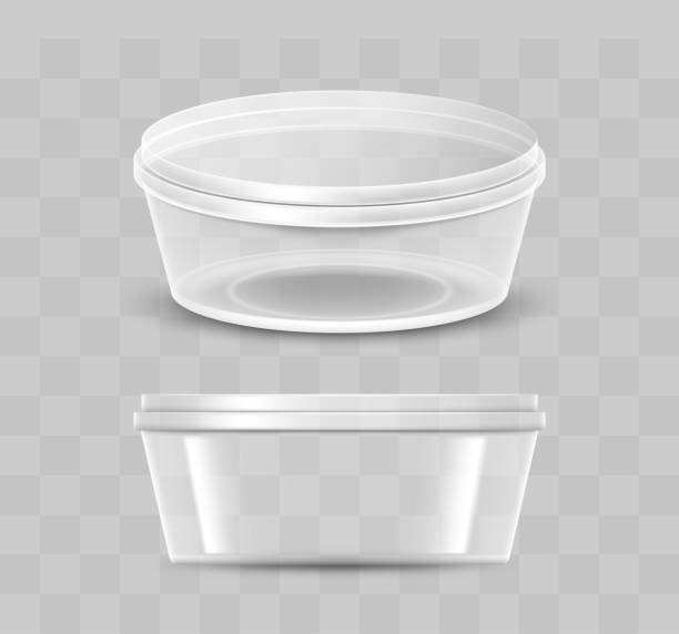 istock Empty plastic container for sauce with transparent lid isolated. Packaging for food seasoning 1455089490