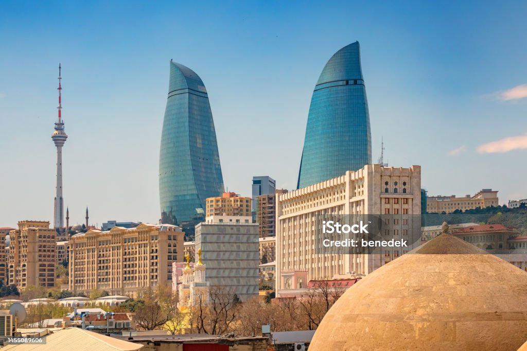 Downtown Baku Azerbaijan Skyline Skyline of downtown Baku Azerbaijan Azerbaijan Stock Photo