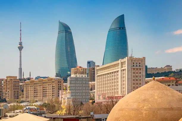 Skyline of downtown Baku Azerbaijan