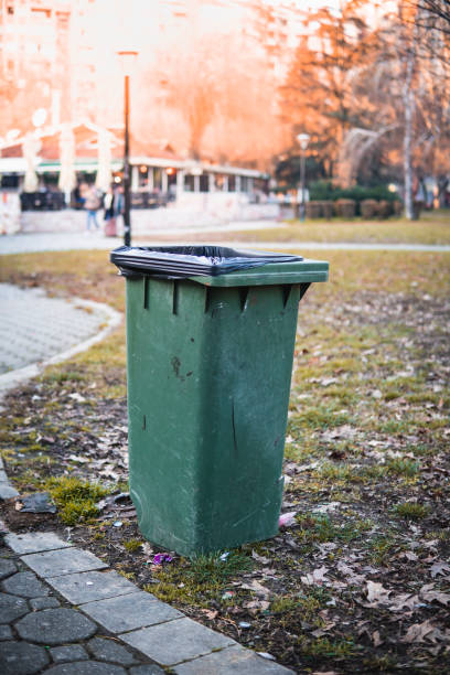 istock Picture of a trash can in a park 1455089834