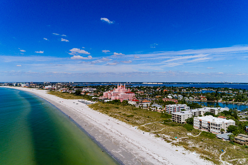 Aerial view of St Pete Beach with the iconic Don Cesar