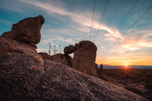 Boulder sunrise in McDowell Sonoran Preserve near Granite Mountain