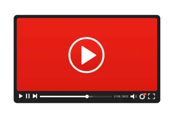 Vector illustration of Web page for playing videos of video playlists. Vector illustration