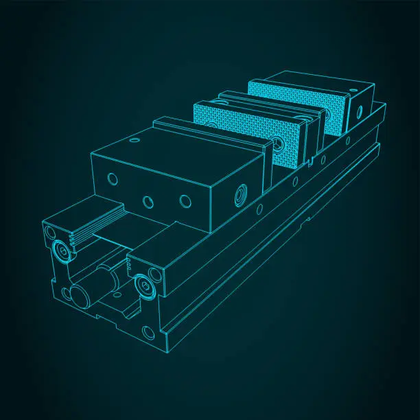 Vector illustration of Machine vice for CNC machines