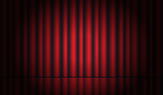 Red velvet curtain with stage