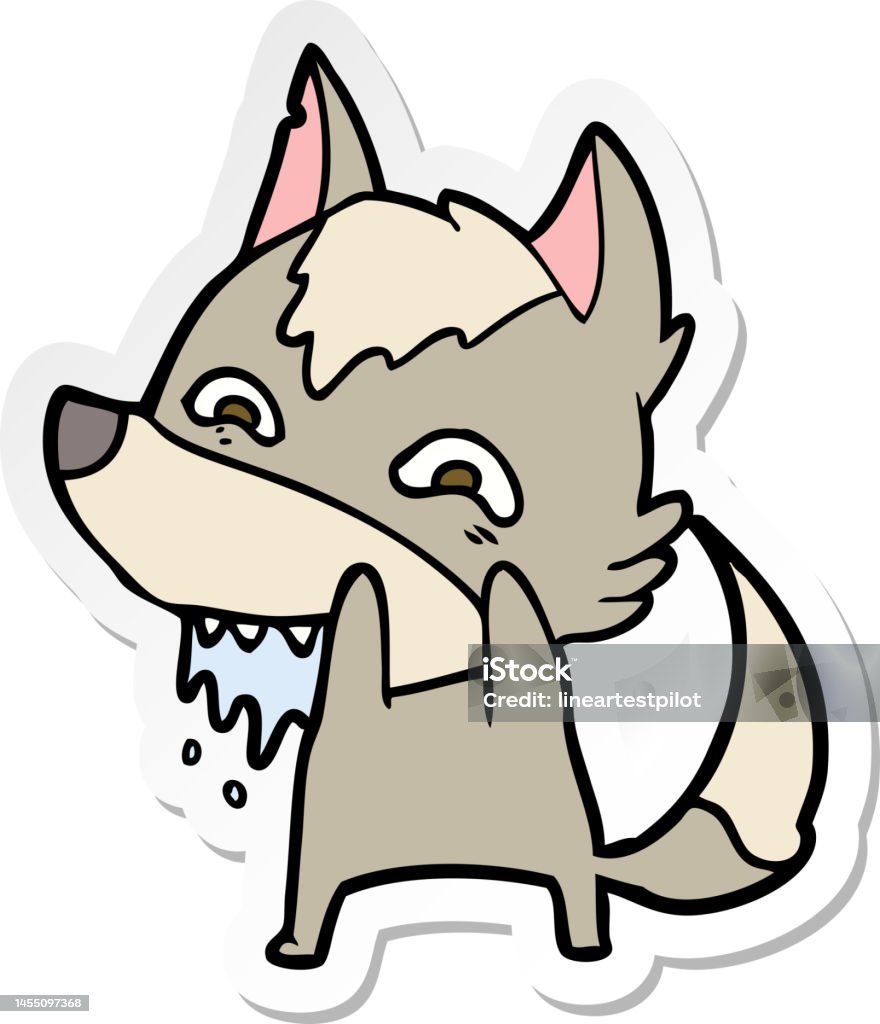 Nhãn Dán Của Một Con Sói Đói Hoạt Hình Hình minh họa Sẵn có - Tải ...