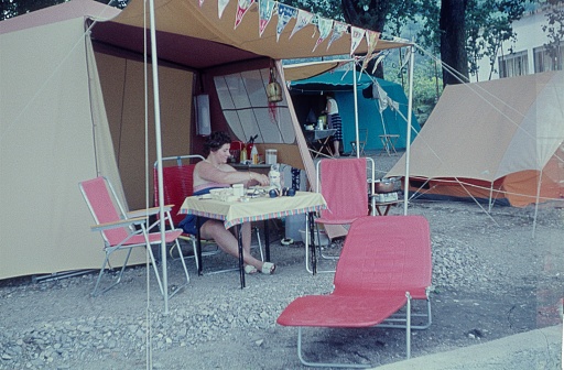 Austria (exact location not known), 1960. Camping site with campers in Austria.